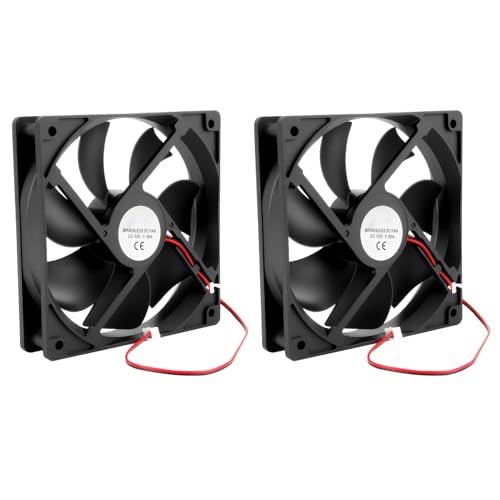 Ventilador DC de 12 V, 12 cm, 2Pcs 12025 Ventilador Hidráulico con Doble Rodamiento de Bolas, Sistema de Rodamiento de Bolas Dual, 2 Pines, Fan Axial de Refrigeración, Ventiladores de caja