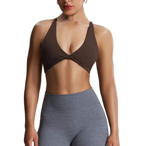 Image of Aoxjox Women's Workout Sports Bras Fitness Metamorph Sienna Twist Bra Yoga Crop Tank