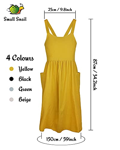 Small snail Delantal Japones Mujer Delantales Algodón Lino con 2 Bolsillos Grandes Estilo Color Sólido Impermeable… - Imagen 3