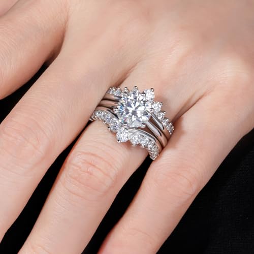 Anuclub Moissanite Engagement Rings Bridal Set 4.52Cttw D Color Vvs1 925 Sterling Silver Lab Created Diamond Wedding Promise Ring For Women With Certificate 7 thumb #7