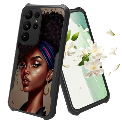 Rossy for Samsung Galaxy S21 Ultra 5G Case African Girl Design Galaxy S30 Ultra Phone Case for Women Girls Slim Four Corners Shookproof Soft TPU Bumper Hard Plastic Case Cover for S21 Ultra 6.8