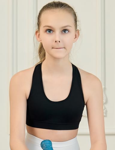 Suekaphin Girls Training Bra Supportive Seamless Sports Bras for Teens Girls with Racerback Removable Pads Pack of 54
