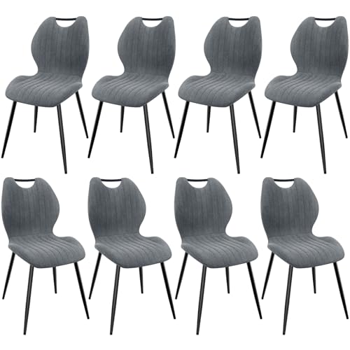 LEWE Esszimmerstühle 8er Set, Küchenstühle Wohnzimmerstuhl Polsterstuhl mit Metallbeine,Stuhl mit Stoff-Rückenlehne, Stühle für Esszimmer Wohnzimmer Küche