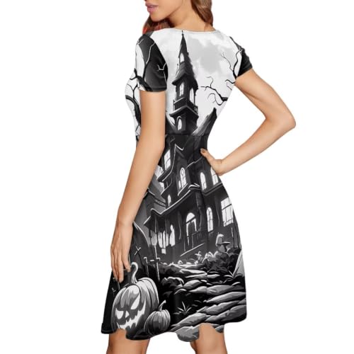 Image of Irisjudy T Shirt Dress for Women Short Sleeve Girls Short Sleeve Dress Plus Size, O Neck Knee Length Midi Dress for Ladies