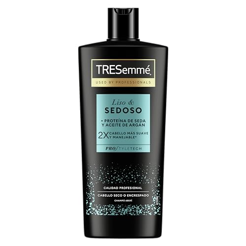 TRESemmé - Champú Liso & Sedoso para Cabellos Secos y Encrespados con Proteínas de Seda y Aceite de Argán, Suaviza e Hidrata, 685 ml