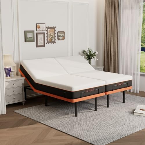 Image of ESHINE Split King Adjustable Bed Frame with 10 inch Mattress, Zero Gravity | Gel Memory Foam Mattress, Bluetooth APP Control, Wireless Remote, Anti Snore, Head and Foot Incline, 2000 Series