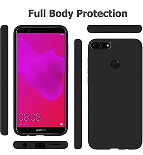 Image of Mobile Back Cover Case for Honor 7C (Silicone Case|CameraProtection|Black SC1510)
