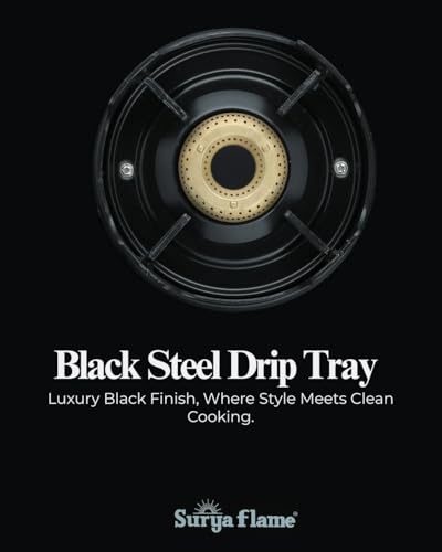 Surya Flame Black Knight Gas Stove 4 Burners Glass Top | 4 Burner Stove, 4 Burner Gas Stove Glass Top, Forged Brass Burners with Jumbo Burner,... - Image 4