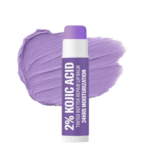 BAKE 2% Kojic Acid Tinted Butter Brightening Lip Balm with 1% Alpha Arbutin & Glycolic Acid 24 Hours Moisturization | For Dark, Pigmented, Dry, Flaky Lips | De-Tan Lip Balm | For Men & Women – 5g