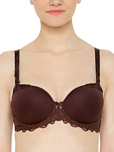 Image of Triumph Modern Finesse Bra for Women Wired Padded Spacer Cup Bra Seamless Breathable T-Shirt Bra Elegant Embroidery Full Coverage| Innovative Big Cup Support Chocolate Chip 36D Pack of 1