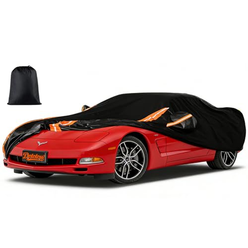 Image of 8 Layer Car Cover Custom Fit for Chevrolet Corvette C4 C5 Coupe Convertible Targa 1980-2004 | Outdoor Full Exterior Car Cover | Sun, Rain, UV, Dust, and Snow Protection with Door Zipper