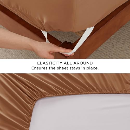Image of Bedsure Deep Pocket Queen Sheets Set - Fits Mattresses Up to 21 Inches Thick - 4 Piece GentleSoft Bed Sheets, Moisture Wicking, Soft & Cooling Bedsheet & Pillowcases, Easy & Secure Fit, Orange