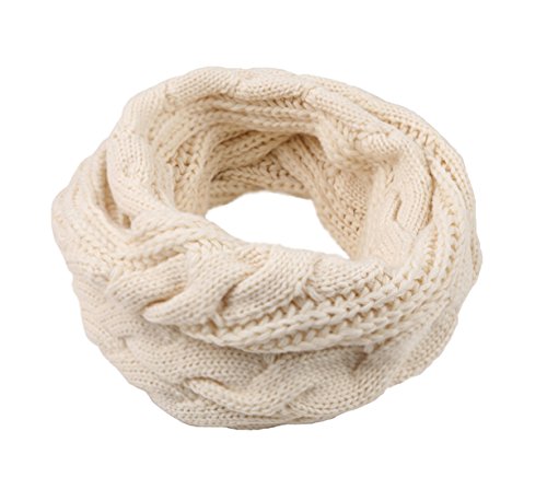 Femme Echarpe Tube foulard Cercle Tubulaire Echarpe en Grosse Maille Chaude Automne-Hiver unisexe, Beige, Taille Unique