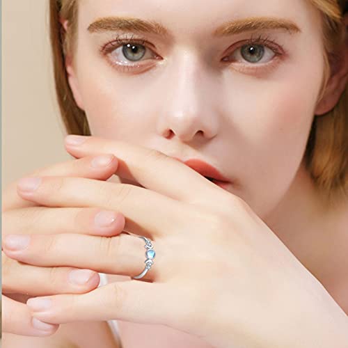 CUOKA MIRACLE Triple Goddess Ring - 925 Sterling Silver Moon Goddess Ring With Synthetic Moonstone and Cubic Zirconia - Adjustable Wedding Band4