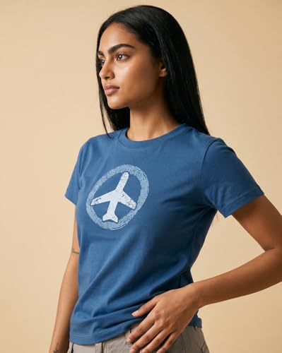 Image of Nobero Women's Graphic Printed T-Shirt | Regular Fit 180 GSM Cotton Tee for Women | Comfortable Round Neck Casual Wear