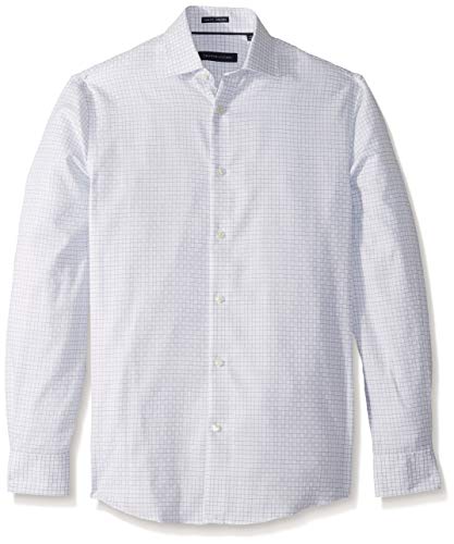 Tommy Hilfiger Men's Dress Shirt Slim Fit Non Iron Check, Delft Blue, 16