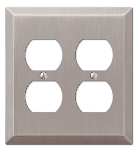Image of Amerelle Century Double Duplex Steel Wallplate in Brushed Nickel