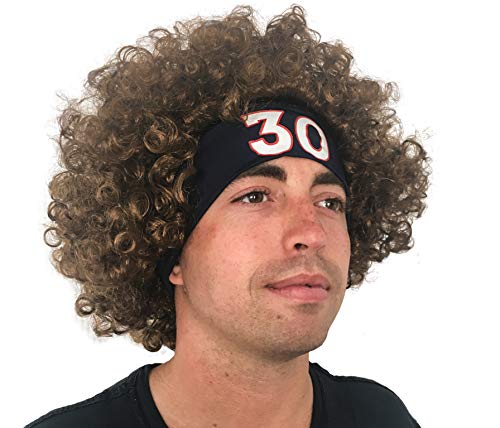 Watt's Wigs - Football Player Headband Afro Wig - Fits Kids and Adults Brown