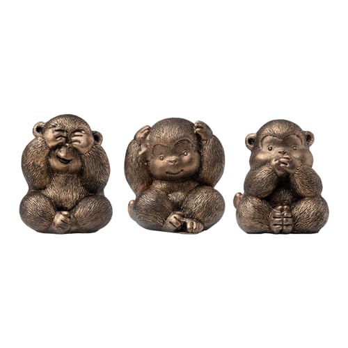 TOHLUCS 3 Wise Monkeys Statue.See no Evil, Hear no Evil, Speak no Evil Monkeys Figurines.Brings Good Luck,Wisdom.Monkey Figurines Home Decor Accents.Decoration Ornaments for Living Room. (Bronze)