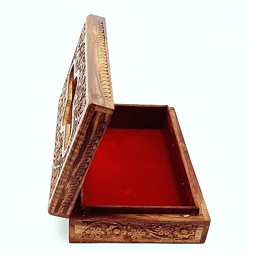 Image of Handmade Wooden Tissue Box Napkin Holder 10 x 6 Inch | Tissue holder for Dinning Table | Tissue box holder | Tissue paper holder for Facial Napkins | Tissue Box for Car (Carving)
