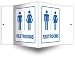 Accuform Signs PSP630 Projection Sign 3D, Legend "RESTROOMS" , 6" x 5" Panel, 0.10" Thick High-Impact Plastic, Pre-Drilled Mounting Holes, Blue on White