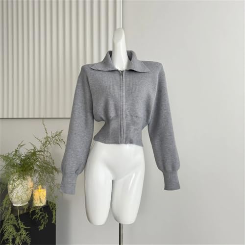 Womens Crop Sweater Vintage Elegant Pullover with Zippers Cropped Zip Top Ladies Zipper Cardigan3