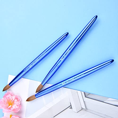 Brocha acrílica para uñas tamaño 14 color azul metálico miniatura 5