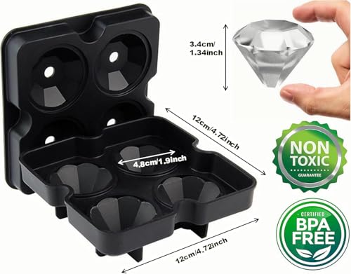 Image of Melbify Diamond Shape Shape Ice Cube Tray with Funnel | Silicone Ice Cube Mold | Freezer Ice Maker for Cocktails, Whiskey, Bourbon, Juice | Baking Cup Cakes | Perfect for Home,Restaurants & Bar