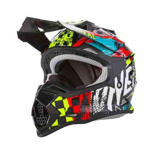 O'NEAL | Casco de Motocross | Niños | MX Enduro | Carcasa de ABS, Norma de Seguridad ECE 22.05, Ventilaciones para una óptima ventilación y refrigeración | Casco 2SRS Wild Youth | Multi | Talla L