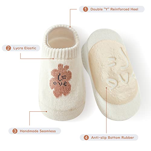 Toddler Baby Non Slip Socks Spring Summer-5 Pairs.Anti Slip Cozy Kids Socks With Non Skid Grips for Boy/Girl Infants3