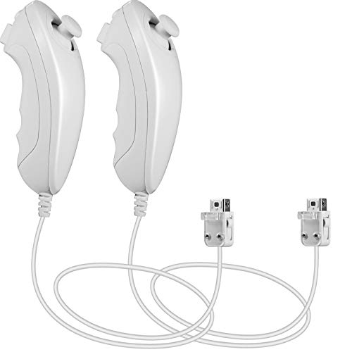 2 Pack iNNEXT Wii Nunchuck Controller Replacement Compatible for Wii Remote (White)