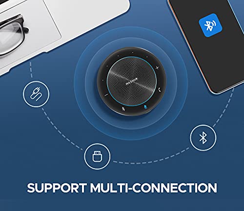 Image of Enther&MAXHUB Bluetooth Speakerphone,USB Conference Speaker with 6 Microphones, Enhanced 360 Voice Pickup and Noise Reduction,16 Ft Pickup Distance,Home Office,Black /Silver