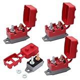 4PCS DC 12V-24V Automatic Reset Circuit Breaker, Current Overload Protector with Cover Stud Bolt for Battery Chargers, Buses, Trucks, Marines, Car Engines and More (40 Amp)