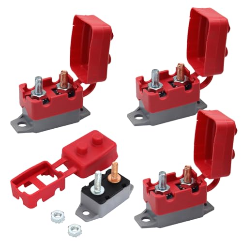4PCS DC 12V-24V Automatic Reset Circuit Breaker, Current Overload Protector with Cover Stud Bolt for Battery Chargers, Buses, Trucks, Marines, Car Engines and More (40 Amp)