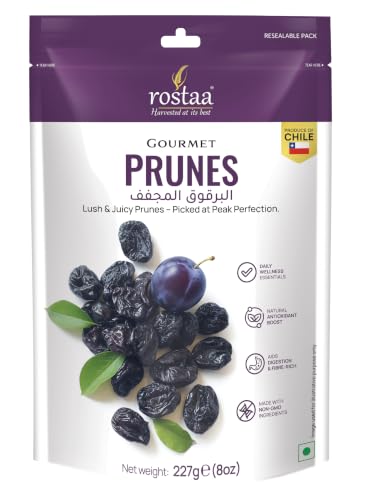 Image of rostaa Prunes Pitted Dried Plumps Pouch, 227 g (Gluten Free, Non-GMO & Vegan)