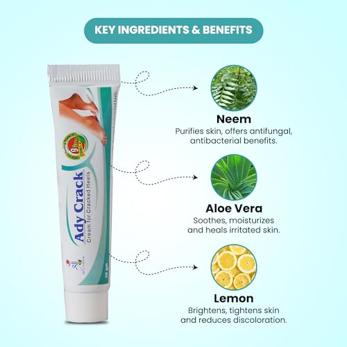 Image of Shree Ayu-Veda Ady Crack Cream, Foot cream, For Dry & Cracked Feet, Moisturizes & Soothes Feet, Heel Repair, Chapped Skin | 9 Herbs Formula - 4 x 25g (pack of 4)