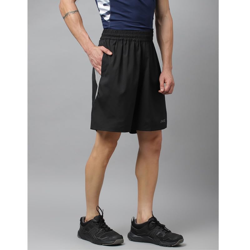 Image of ATICX Polyester Shorts for Men - Quick Dry Lightweight with Zipper Pockets - Gym, Running, Jogging, Training Half Pants for Basketball, Swimming, Badminton, Cycling, Football, Outdoor & Home Wear