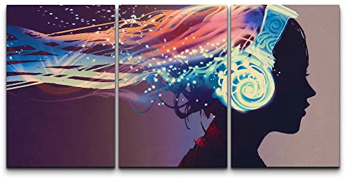 wall26 - 3 Piece Canvas Wall Art - Woman with