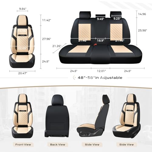 Image of Coverado Car Seat Covers Front Set, Luxury Nappa Leather Seat Covers Universal Fit Waterproof Non-Slip Breathable Automotive Seat Protectors for Cars, SUVs, Trucks