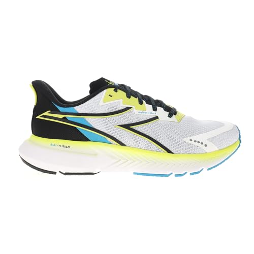 Diadora Mens Mythos Blushield Volo 4 Running Sneakers Shoes - Black, White, Yellow
