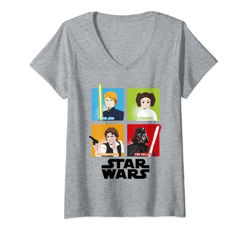 T-shirt Star Wars femme à col en V imprimé cartoon et t-shirt geek graphique original