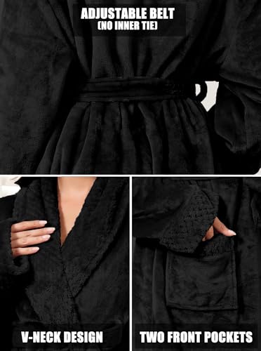 Image of Hellomamma Long Bath Robe for Womens Plush Soft Fleece Bathrobes Nightgown Ladies Pajamas Sleepwear Housecoat