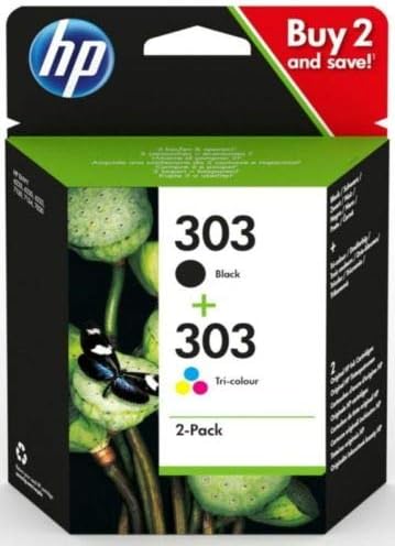 Original 303 Combo Pack 1X Black And Colour For Envy Photo 6200 All-In-One Printer Series, 6230 Printer, 7100