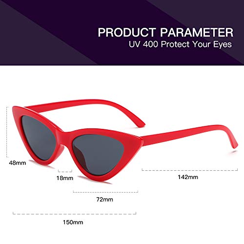 Image of Retro Vintage Narrow Cat Eye Sunglasses for Women Clout Goggles Plastic Frame