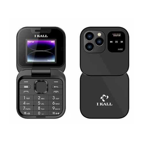 IKALL A5 Flip Keypad Mobile Phone, 1.8" Display, 2000mAh Battery, FM Radio, MP3 Player, King Voice, Call & SMS Indicator Light – Black