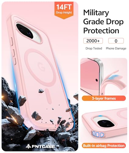 Image of FNTCASE for Google Pixel 10a Case: [Compatible with Magsafe] Translucent Matte Cases with [Screen Protector] Military Grade Shockproof Protective Magnetic Phone Cover for Pixel 10A - Light Pink