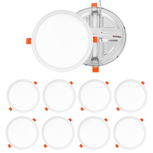 Opiniones de Plafones de techo . 44 MEGALUZ S09W18IB Lampara Empotrada Techo 18W (Equivalente a 180W), 6500K Luz Blanca Fría, Paquete 8, Ajustable Bote Plafón Lampara de techo LED para Interior, 1260LM, Diametro...