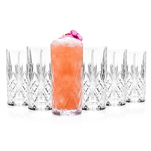 RCR 25766020006 Melodia Luxion Crystal Lot de 6 Verres à Cocktail, Verres de Boissons pour Jus ou Soda, Verres Long Drink en Cristal, 360 ml, Verres Tumblers à Eau, Compatibles Lave-Vaisselle