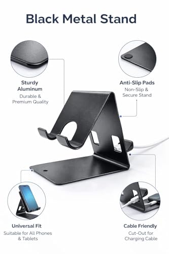 Image of Two Sided Black Metal Mobile Stand (Pack of 2) (2)