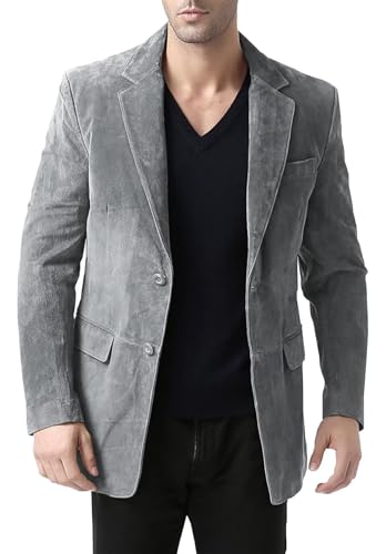 Men's Suede Jacket Casual Classic Fit Blazer Formal Sport Coats for Wedding Prom